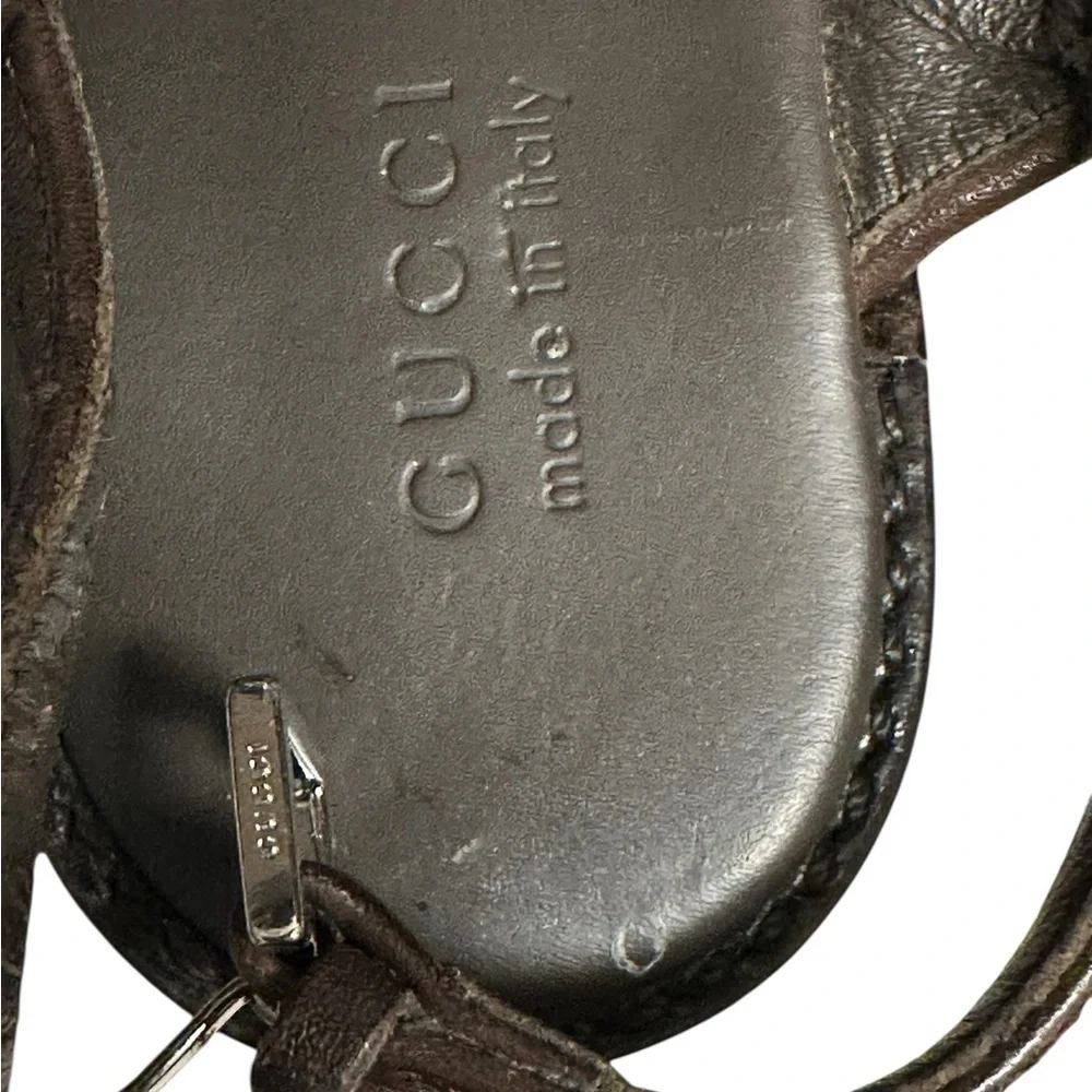 Gucci Brown and Red Sandals with Leather Straps
